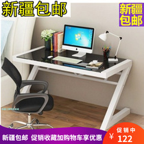 Xinjiang Brief Tempered Glass Computer Desk Desktop Home Desk Simple Economic Type Learning Desk Sub