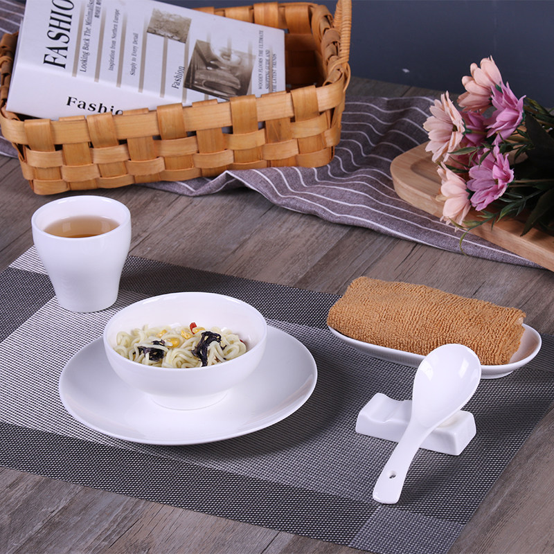 Hotel set table bakery club restaurant tableware ceramic supplies club chopsticks rack tea cup towel dish rice bowl set