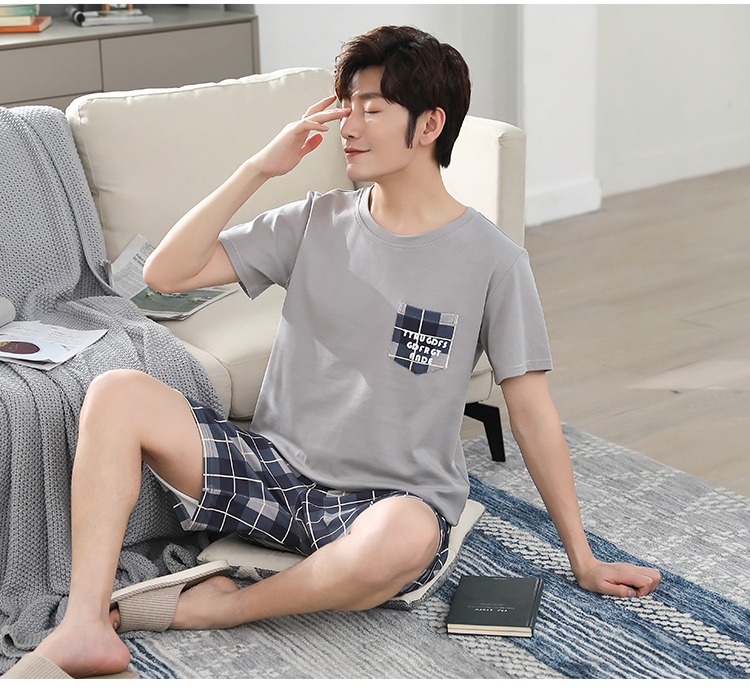 Nam Cực nam phương thức của bộ đồ ngủ mùa xuân và mùa hè quần short và áo ngắn tay mùa hè phần mỏng tracksuit 2021 New đồ bộ nam trung niên