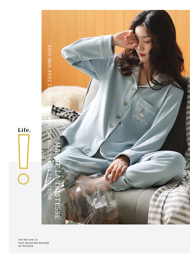 Bộ đồ ngủ mùa thu và mùa đông ở Nam Cực Bộ đồ cotton dài tay cho nữ mùa thu phiên bản Hàn Quốc quần áo ngủ nữ