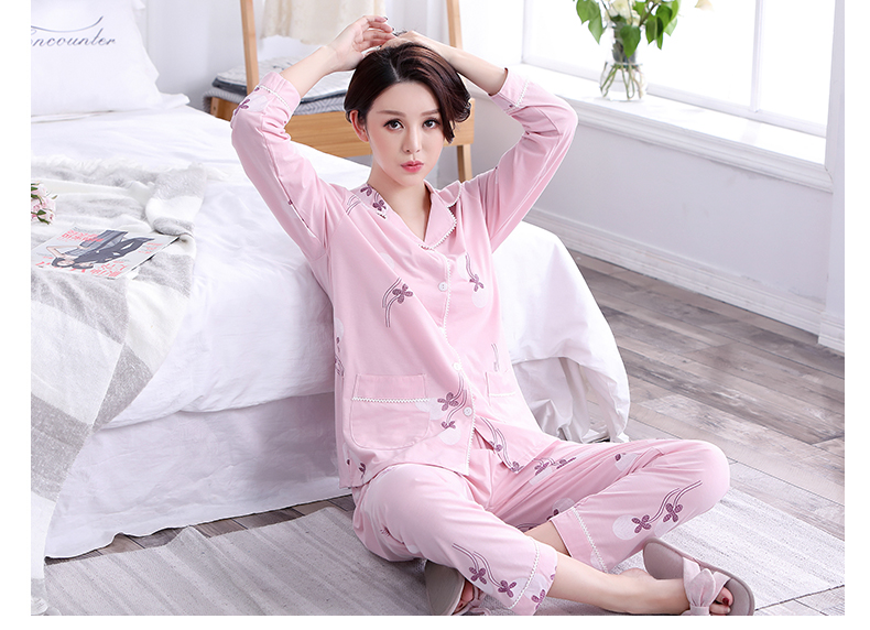 Nam cực trung niên đồ ngủ của phụ nữ dài tay cotton mẹ cộng với phân bón XL dịch vụ nhà mùa xuân và mùa thu bộ mẹ-trong-pháp luật