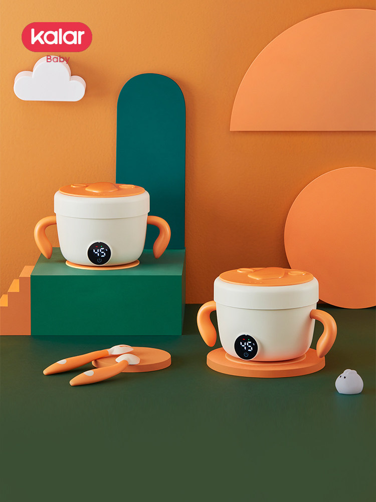 kalar baby 45deg C intelligent stainless steel constant temperature bowl Baby tableware Non-food tools insulation anti-fall anti-scalding