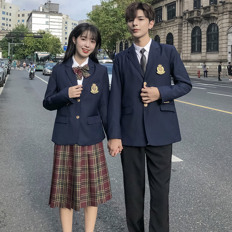 Hawthorn JK uniform summer suit College style suit British long sleeve high school students graduation games uniform