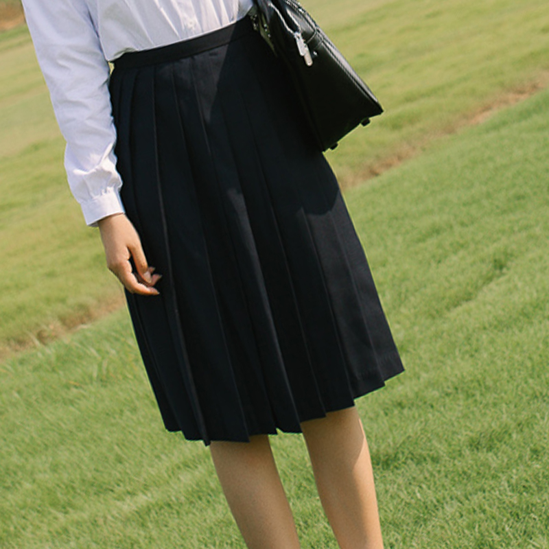 Pleated skirt female student college style solid color thin a word jk all-match black short skirt mid-length long skirt skirt