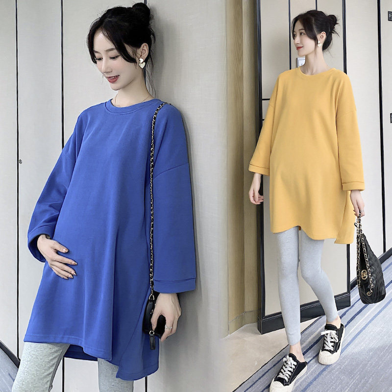 Plus fat plus size spring and autumn pregnant women's sweater suit fashion mid-length loose knitted sweater jacket trousers 200 catties