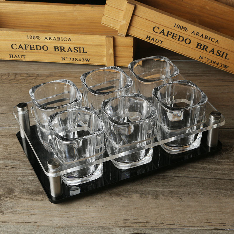 Bullet Cup Holder White Glass Spirits Cup Holder Glass Beer Cup Holder One Mouth Bar KTV Night Wine Cup Holder