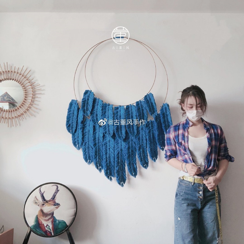 Oversized Handwoven Tapestry Dreamnet Feather Decoration Bohemian Wall Hanging Photo Fumbling Background Wall Decoration-Taobao