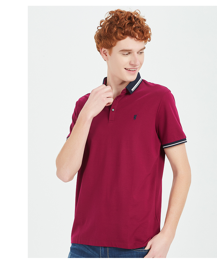 Áo thun thể thao nam Polo Áo sơ mi công sở mùa hè giản dị thêu ve áo màu rắn Áo thun nam ngắn tay áo polo - Polo áo phông polo