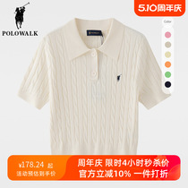 Lady POLOWALK short sleeve needles polo shirt polo shirt spring and summer new gallows T-shirt turtleneck sweater