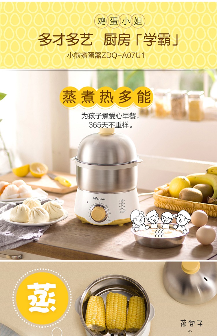 Cubs luộc trứng hấp tự động tắt mini đôi nhà luộc trứng ăn sáng máy chiên trứng tạo tác - Nồi trứng noi lau mini