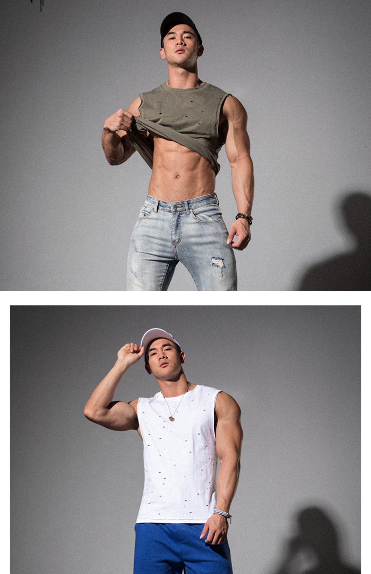 TOMATOPAPA Châu Âu và Hoa Kỳ gốc tre thể thao vest cotton cũ lỗ bất thường lỗ vest nam áo ba lỗ tanktop nam