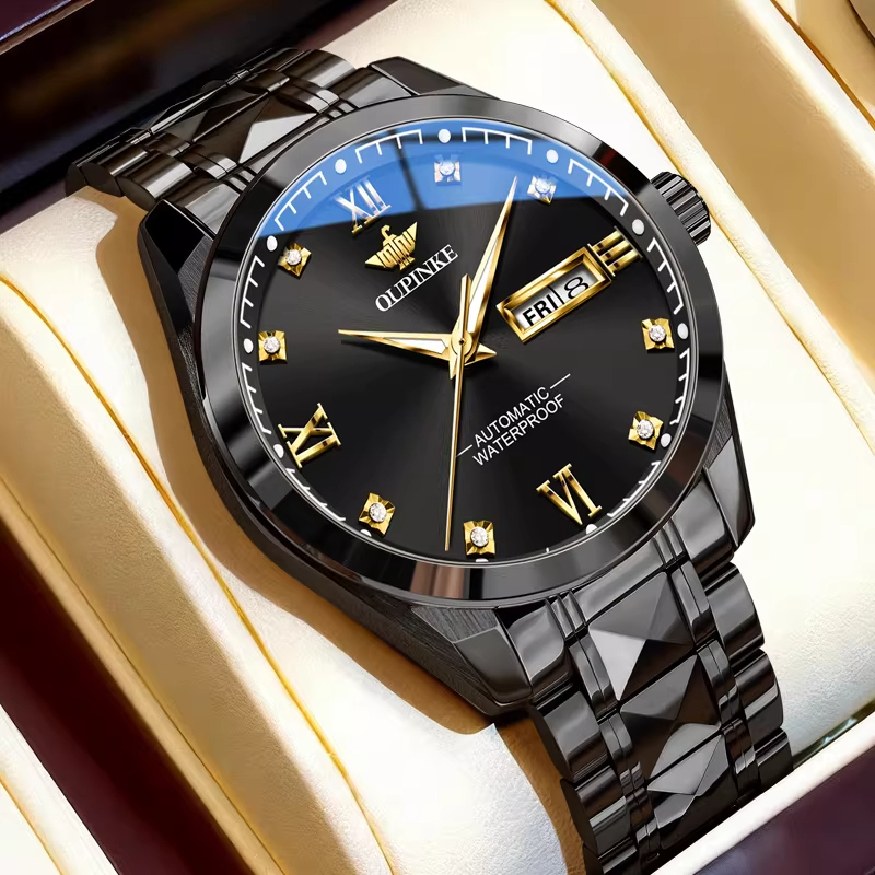 Official Genuine Swiss Men's Watch, Fully Automatic Mechanical Watch, Waterproof, Luminous, Diamond-Encrusted, High-End Imported Movement Men's Watch