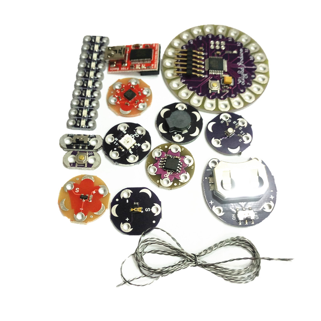 LilyPad Kit wearable AIduino fabric electronic containing wire