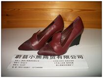 Stock fashion leak womens shoes high heel slope heel true cowhide vamp wine red womens work OL office shoes 3001