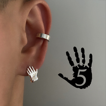 Palm earrings male personality niche temperament net red single cold wind high-grade female ears 2021 new trend