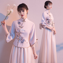 Chinese bridesmaid clothing 2020 new long Chinese style Xiuhe sister group girlfriends dress retro cheongsam wedding dress