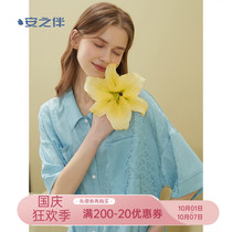 Anzhixia loose home clothes short sleeves can be worn outside pajamas simulation silk thin high-grade ice silk nightgown women