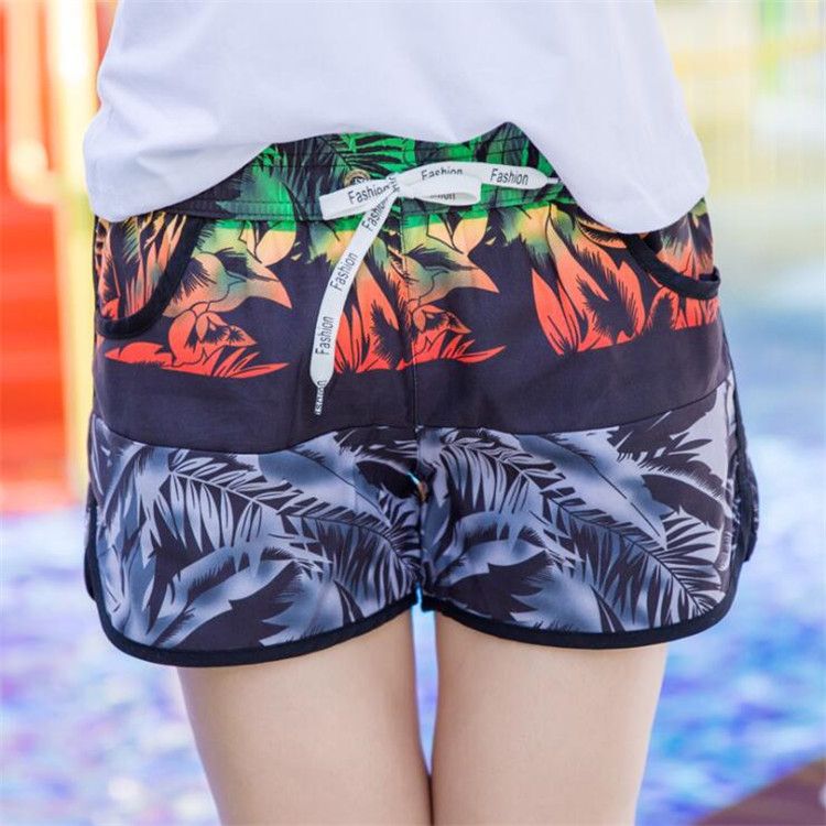 Phiên bản Hàn Quốc 2018 của cặp đôi đi biển quần bơi nhanh khô nam mẫu nữ in áo thun tình nhân đi biển đi biển hè - Vài đồ bơi