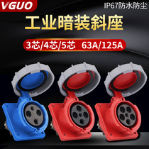 Apron water resistant IP67 Industrial dark fit Leveled plug socket 3 Core 4 Line 5 holes 63125 A AIR PLUG PITCHED