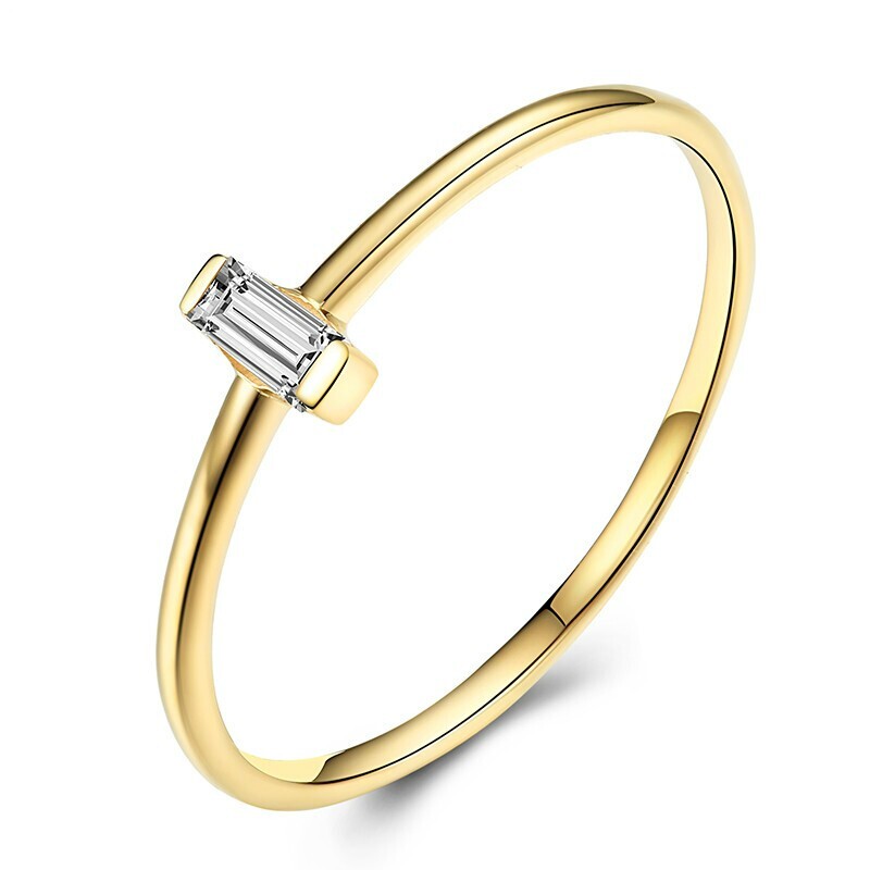 18K Gold Rose Gold Single Inlaid Diamond Ring Minimalist Fashion Diamond Ring Platinum Custom