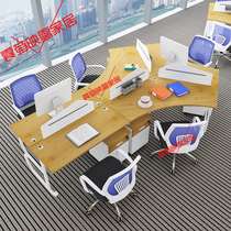 Fashion staff desk Multi-person computer desk and chair combination Simple modern 5 7-person working position screen partition table