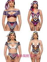 2019 New Totem Printing Triangle Bikini Swimsuit Sexy Pad Printed Female Spa Swimsuit Bikini