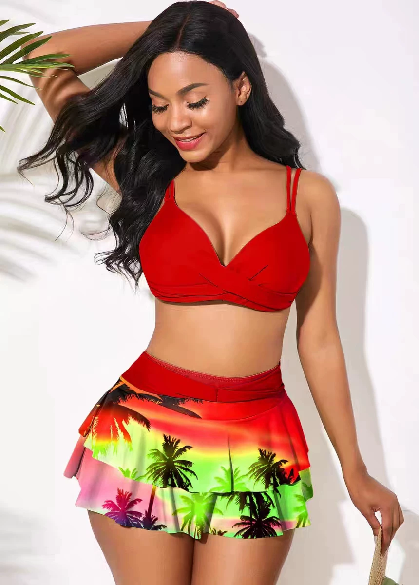 (Cross-border trading), split supporting swimwear, European style, plus size, high waist