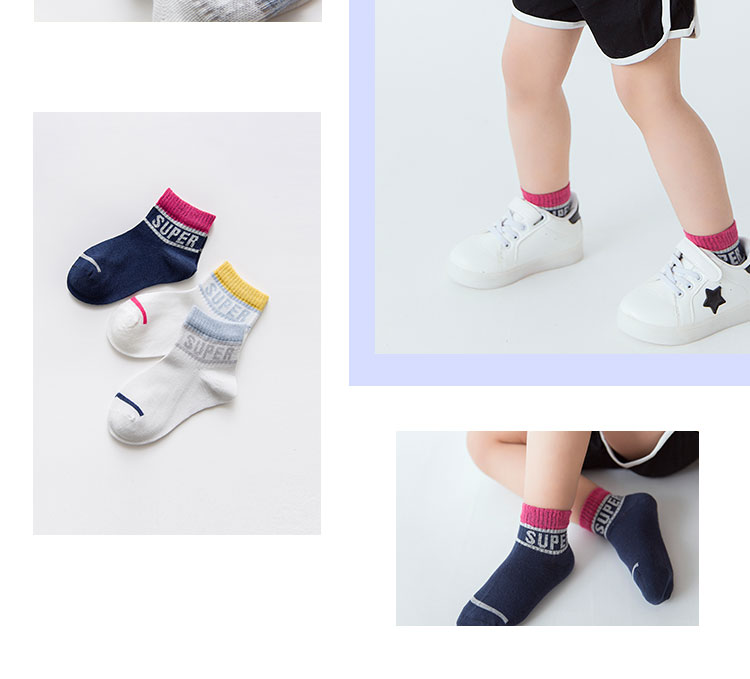 Bé trai vớ cotton nguyên chất 1-3-5-7-9 tuổi mùa xuân và mùa hè cotton mỏng vớ trẻ em thể thao giản dị chải bông không xương vớ mỏng - Vớ tất vớ mùa hè đẹp