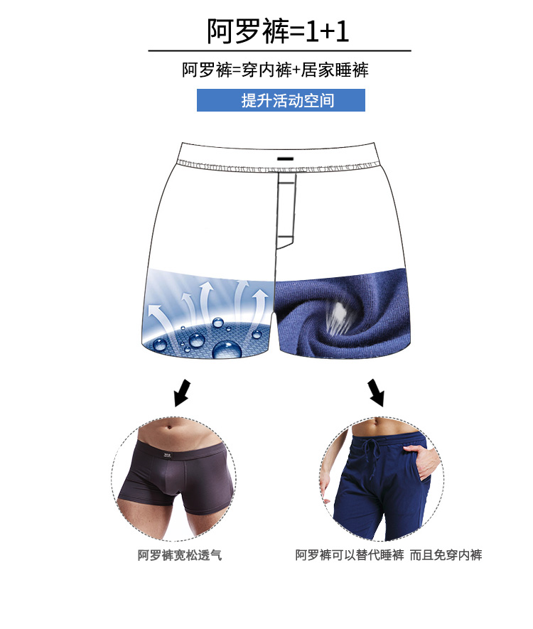 奥元素 优质长绒棉 男士透气阿罗裤 3条 图3