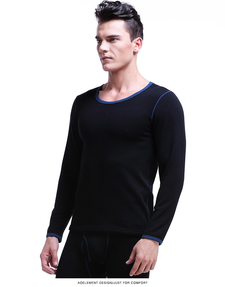 Áo yếu tố Áo Áo nam mùa đông đơn sắc dày cộng với nền nhung lạnh lạnh vòng cổ Slim top ấm áp áo lót