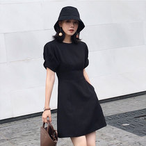 Summer 2022 popular retro a-word short wild scheming little Kuroshio waist slim temperament Bellflower dress female