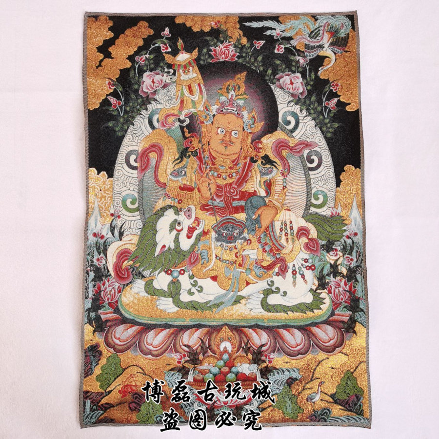 Hidden Tang card embroidery painting Caibao Tianwang Tang ka hanging paintings Tibetan Buddhist supplies Yellow chaetian gods Buddhist statues decoration paintings