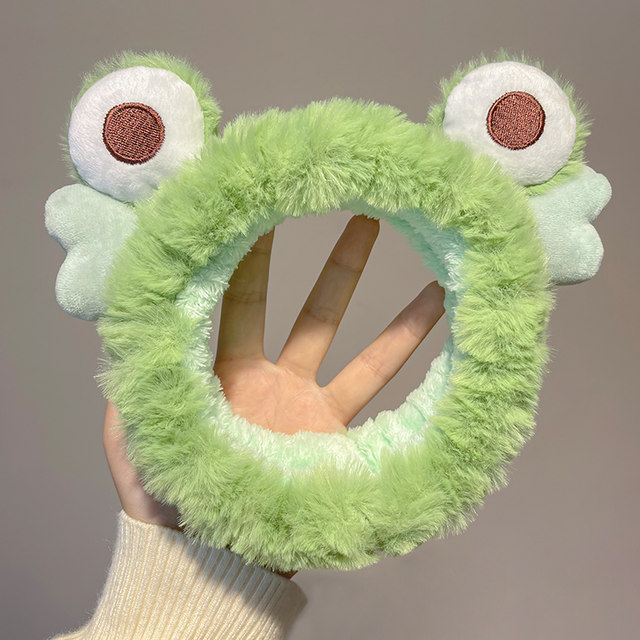 Cute Little Frog Plush Headband ແມ່ຍິງດູໃບໄມ້ລົ່ນແລະລະດູຫນາວໃບຫນ້າ Wash Headband Hairband 2024 New Wristband Hair Bundle Headband