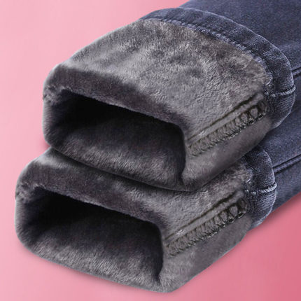 加绒牛仔裤女冬加厚高腰2017新款女装加棉黑