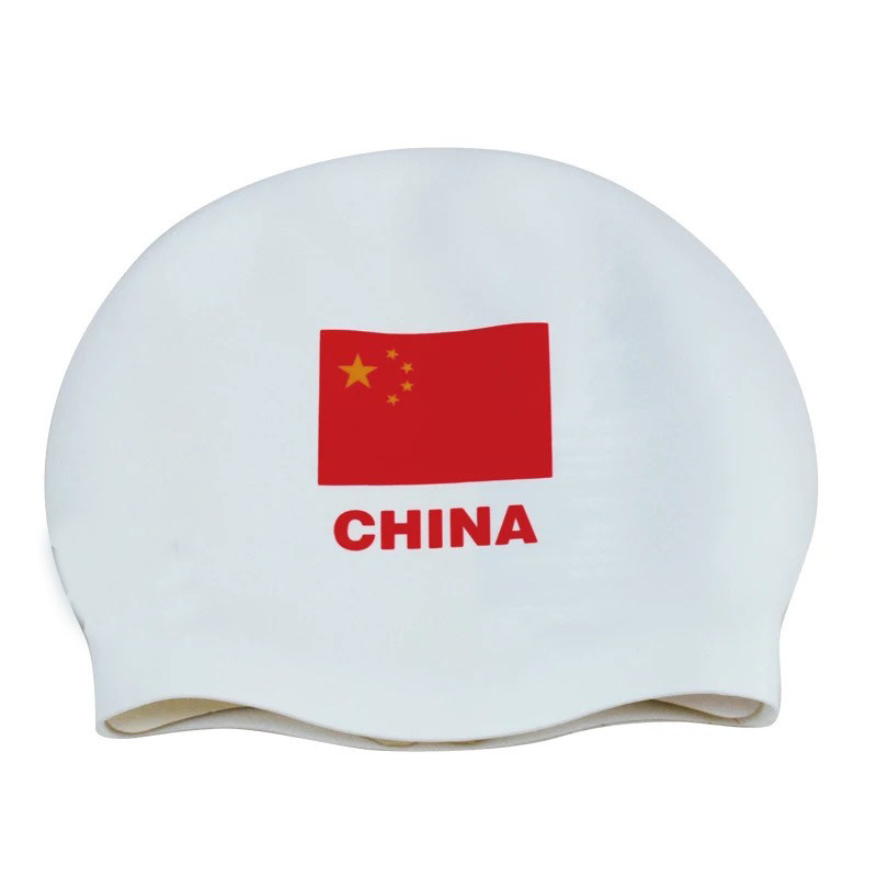 Arena silicone swimming cap printed with name flag private custom