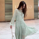 Осенняя длинная юбка, шифоновый лонгслив, коллекция 2021, городской стиль, яркий броский стиль, французский стиль, эффект подтяжки