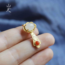 Auspicious Ruyi -- Natural and Tian jade white jade Ruyi pendant silver plated 18k gold jade ancient wind ethnic wind necklace