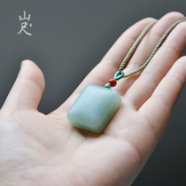 Spring rain Hetian jade pendant female and the end of the blue no thing card jade necklace choker pendant for mother gift