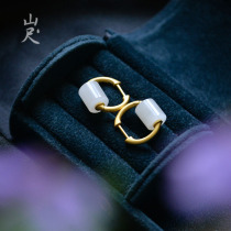Linang -- natural and field jade goat fat jade earrings small crowdsourced design sensation jade high-grade jade earbuds earbuds earrings