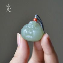 Dudu Buddha natural Hetian Jade smile face Buddha pendant safe Jade Maitreya Buddha necklace to give a gift