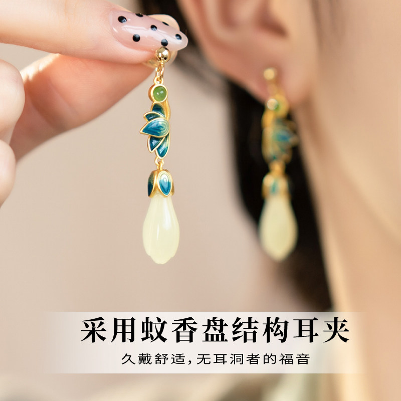 和田玉耳飾：中國風耳夾，無耳洞也能美美的古風耳環！