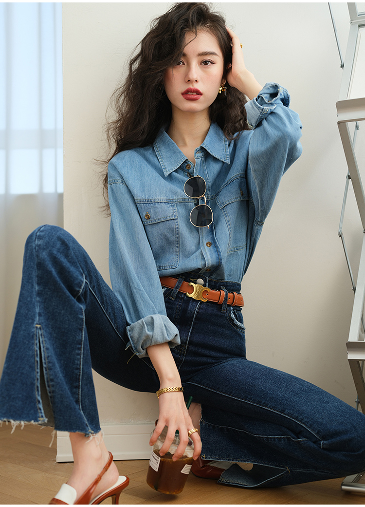B8916 610K ÁO KHOÁC NỮ XIUENLO PHỤC CỔ CỔ ĐIỂN THỜI TRANG NỮ JEAN BÒ G02 SẢN PHẨM MỚI