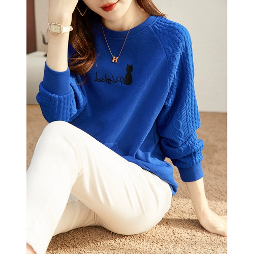 Модный лонгслив, осенняя куртка, круглый воротник, 2023 года, оверсайз