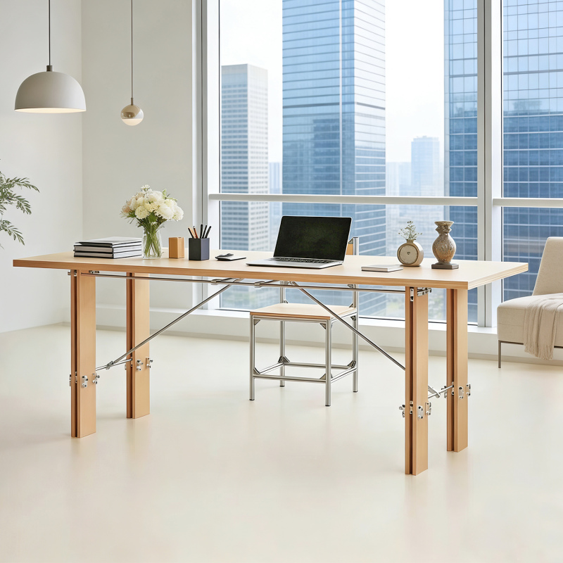 Bauhaus Desk Office Desk Designer Birch Ocean Board Workbench Minimalist Long Table Optical Axis Table Computer Desk
