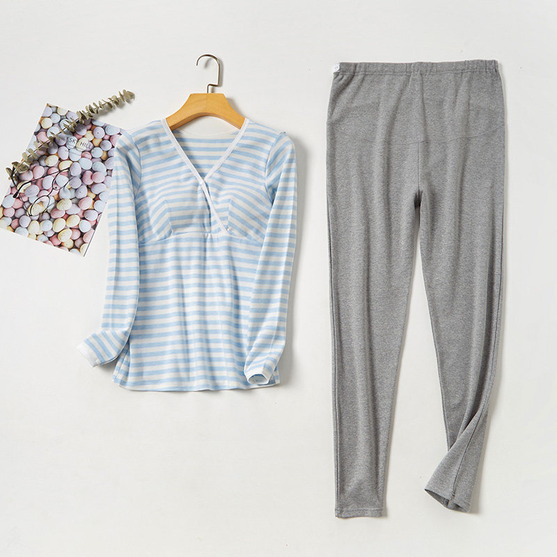 Pregnant women's long-sleeved long-sleeved long-sleeved long-sleeved long-sleeved pajamas for pregnant women in autumn and winter