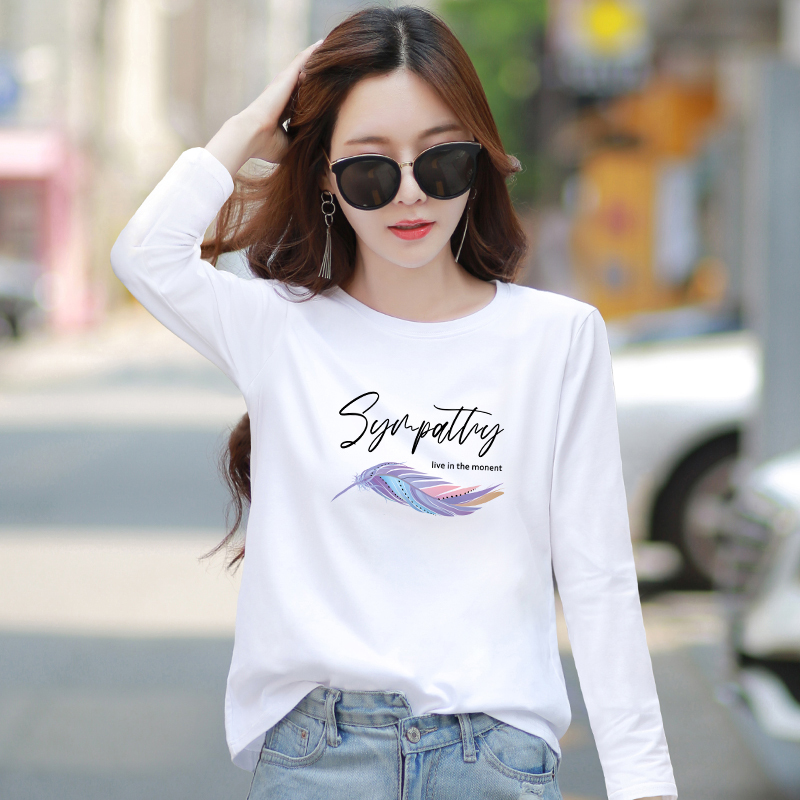 White Long-Sleeve T-Shirt for Women, Loose Fit, Versatile, Plus Size, Korean Style Top, 2026 Spring and Autumn New Base Shirt