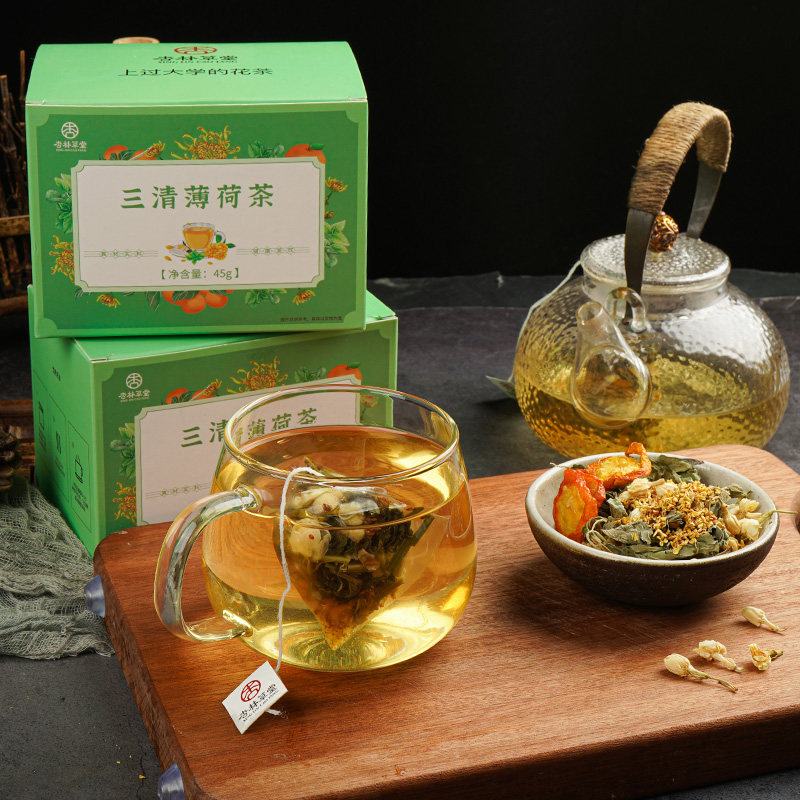 Almond Grass Parlor Three Clear Mint Tea Jasmine Flower Osmanthus Cold Brew Herbal Tea Mint Leaves Dry Tea Bag water to drink