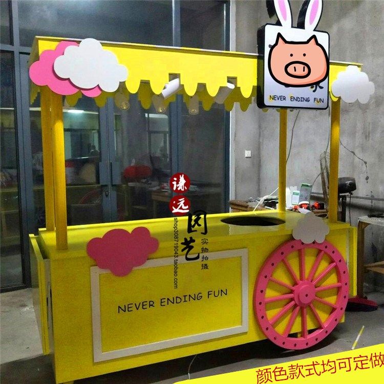 Anti-corrosion Wood car cart cart stalls mobile sales car Scenic Spot snack car stall car mall market wooden flower car