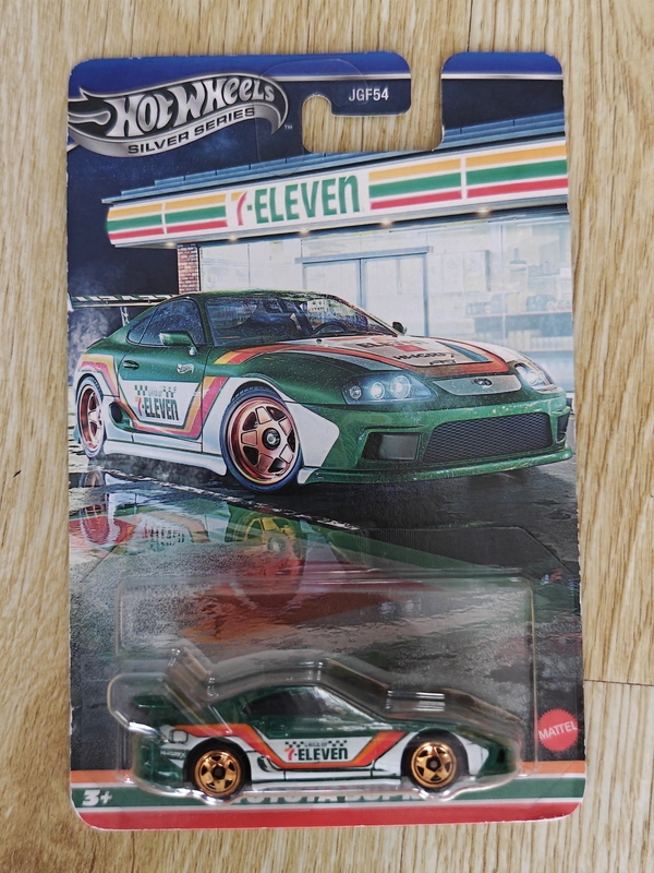 Hot Wheels 7-11 Supermarket Exclusive, Toyota Supra, Board Creases, Text on the Back Hot Wheels 7-11 Supermarket Exclusive, Toyota Supra, Board Creases, Text on the Back