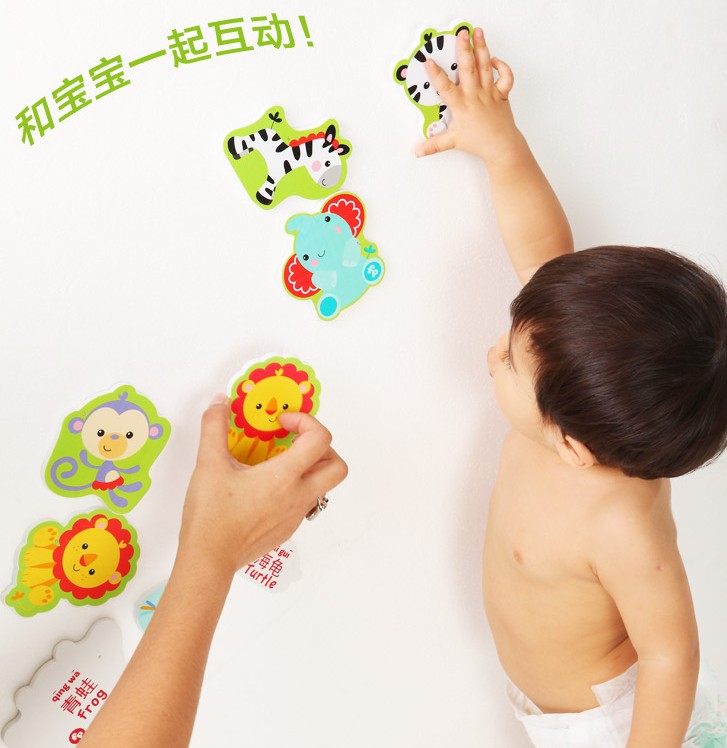 Bathroom wall sticker glass sticker baby bath toy EVA splash water floating cognitive animal double-sided puzzle puzzle